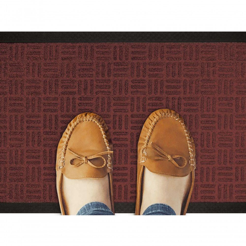 Capacho Textura Quadriculada Com Borda Fenice Marrom 69x39cm - Uzoo Tapete Fenice Liso 69x39cm Marrom - 2