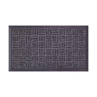 Capacho Textura Quadriculada Com Borda Fenice Cinza Escuro 69x39cm - Uzoo Tapete Fenice Liso 69x39cm Cinza Escuro Mescla - 1