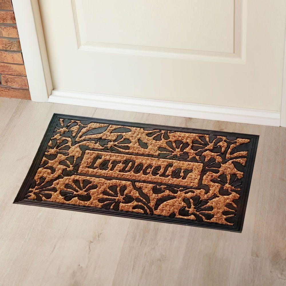 Capacho De Poa Fibra Emborrachado Panamá Floral 60x40cm - Uzoo Capacho Fibra Emborrachado Panama 60x40cm Floral - 2