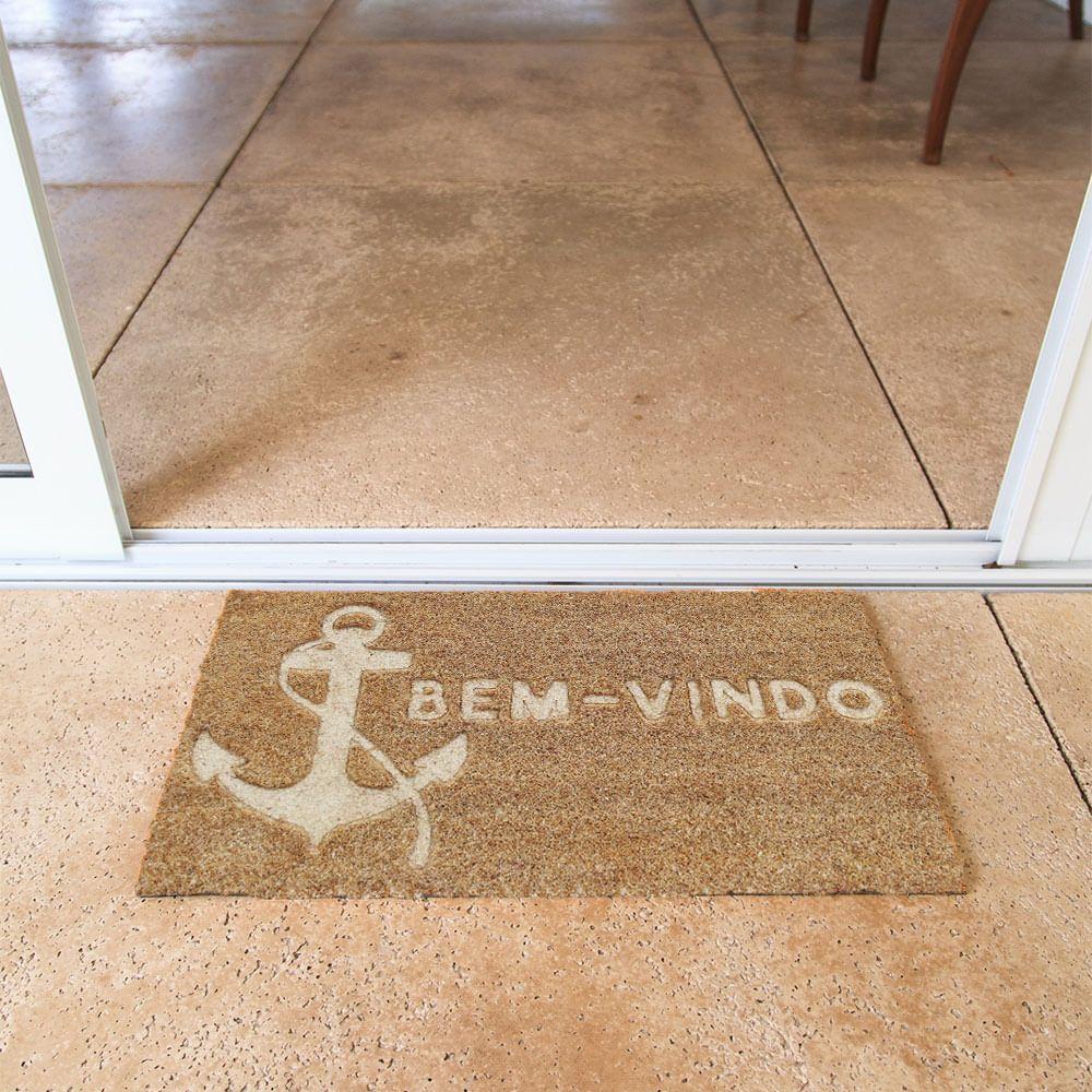 Capacho De Poa Fibra De Coco Relevo âncora 60x33cm - Uzoo Capacho Fibra De Coco Rt Relevo 60x33cm Ancora - 2