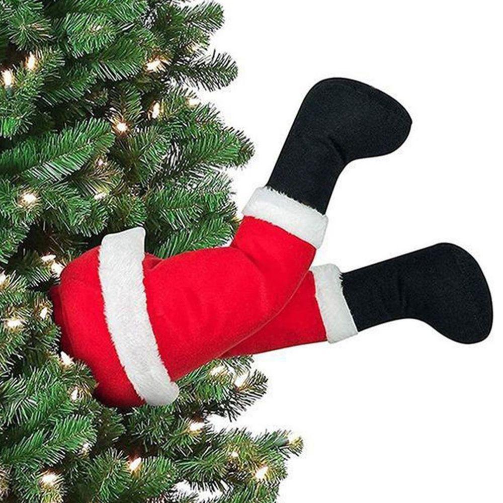 Pernas De Papai Noel Natal Arvore Natalina Com Movimento Flexivel Decoraçao Festa Fim De Ano Confraternizaçao Enfeite - 1