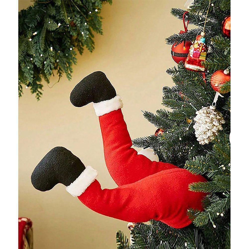Pernas De Papai Noel Natal Arvore Natalina Com Movimento Flexivel Decoraçao Festa Fim De Ano Confraternizaçao Enfeite - 7