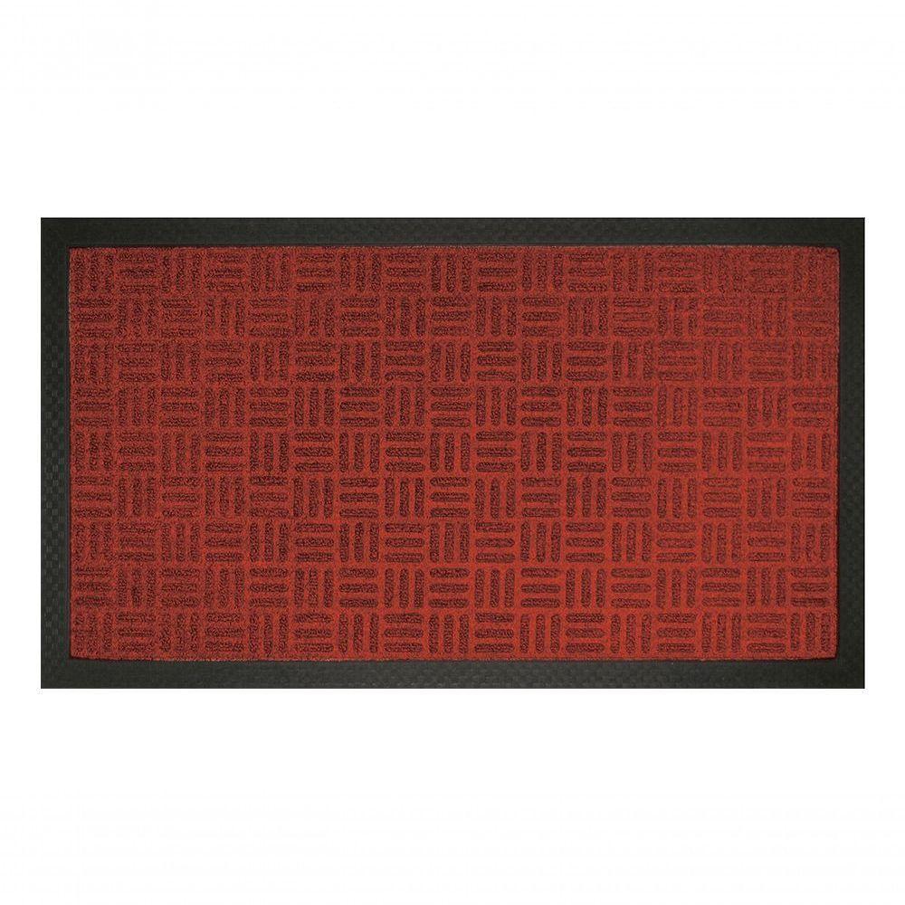 Capacho Textura Quadriculada Com Borda Fenice Vermelho 69x39cm - Uzoo Tapete Fenice Liso 69x39cm Vermelho - 1