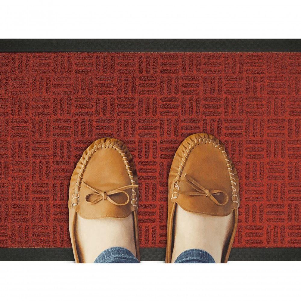 Capacho Textura Quadriculada Com Borda Fenice Vermelho 69x39cm - Uzoo Tapete Fenice Liso 69x39cm Vermelho - 2