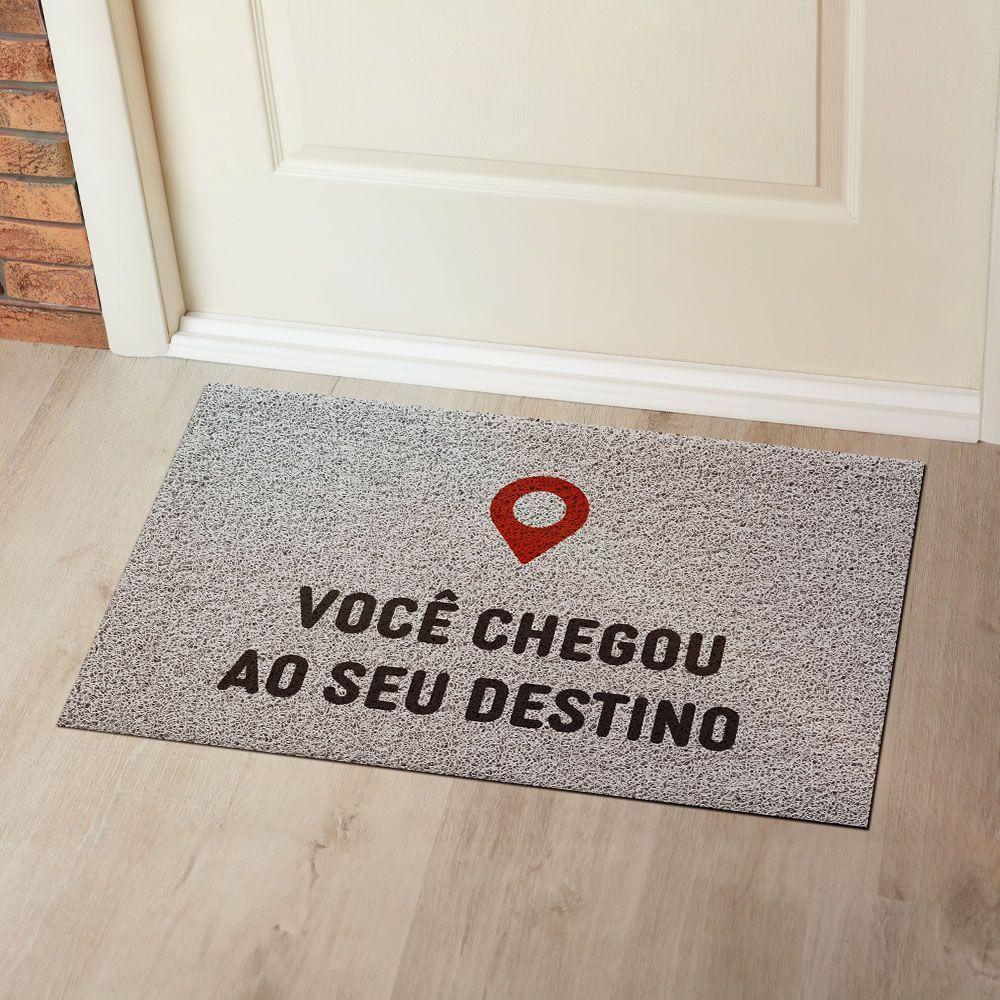 Capacho Vinílico Estampado Destino Cinza 60x40cm - Uzoo Capacho Vinilico Estampado 60x40cm Destino Cinza Klf01 - 2