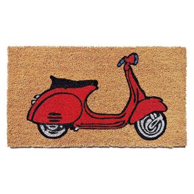 Capacho De Poa Fibra De Coco Vespa Vermelha 60x33cm - Uzoo Capacho Fibra De Coco Rt 60x33cm Vespa Vermelha