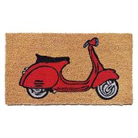 Capacho De Poa Fibra De Coco Vespa Vermelha 60x33cm - Uzoo Capacho Fibra De Coco Rt 60x33cm Vespa Vermelha - 1