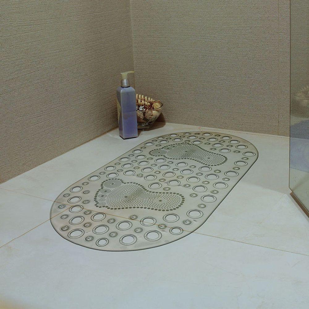 Tapete Antiderrapante De Box Oval Cristal 67x35cm - Uzoo Tapete De Box Oval Pe 67x35 Cm Cristal - 1