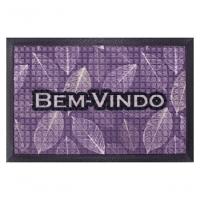 Capacho Fenice Estampado Folha Roxo 59x39cm - Uzoo Tapete Fenice Estampado 59x39cm Folha Roxo - 1