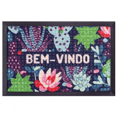 Capacho Fenice Estampado Jardim Verde 59x39cm - Uzoo Tapete Fenice Estampado 59x39cm Jardim Verde