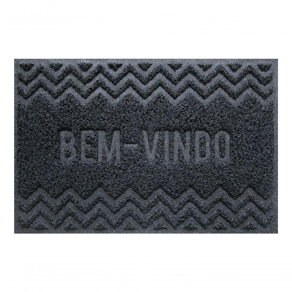 Capacho Vinílico Zig Zag Grafite Dark Gray 60x40cm - Uzoo Capacho Vinilico Zigzag 60x40cm Grafite Dark Gray - 1