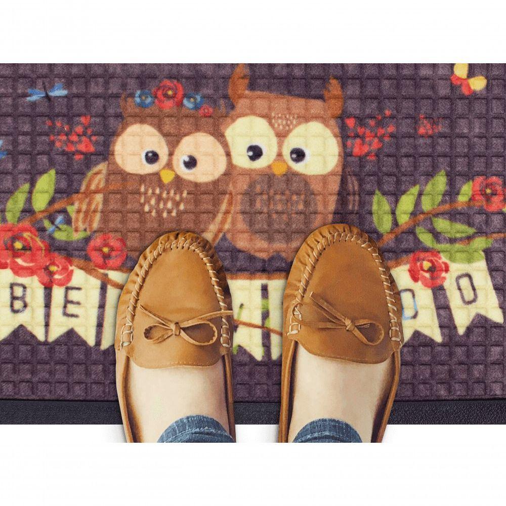 Capacho Fenice Estampado Coruja Marrom 59x39cm - Uzoo Tapete Fenice Estampado 59x39cm Coruja Marrom - 2