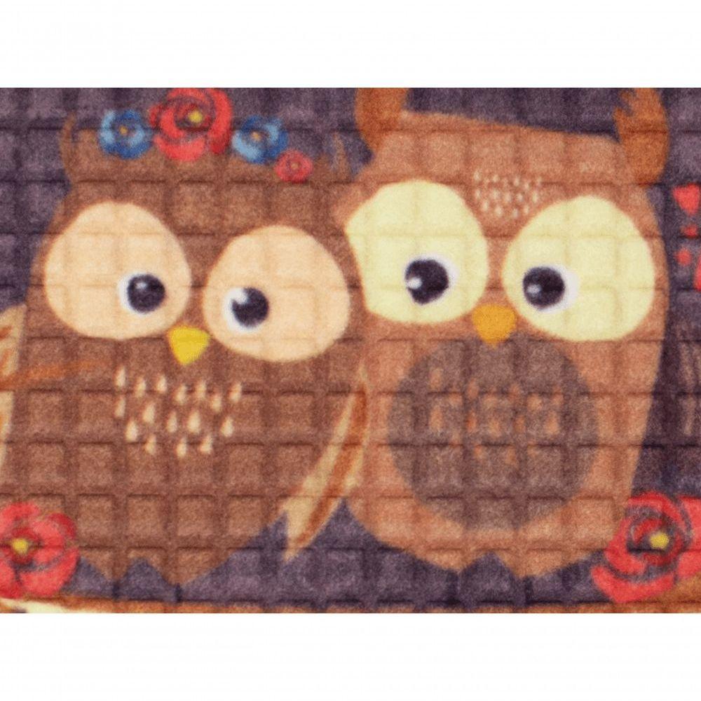 Capacho Fenice Estampado Coruja Marrom 59x39cm - Uzoo Tapete Fenice Estampado 59x39cm Coruja Marrom - 3