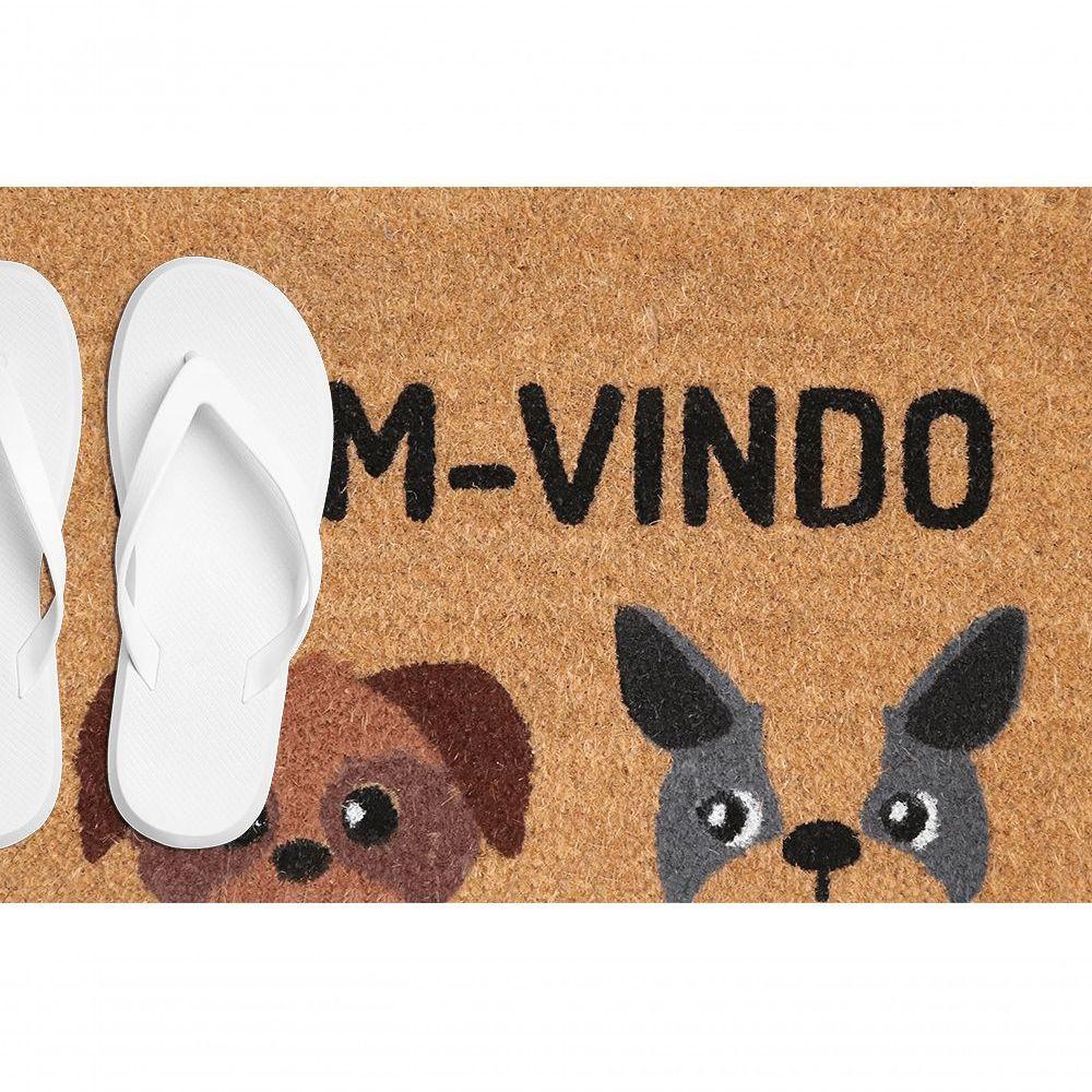 Capacho Fibra De Coco Cachorros Marrom E Preto 60x33cm - Uzoo Capacho Fibra De Coco Rt 60x33cm Cachorros Marrom E Preto - 2