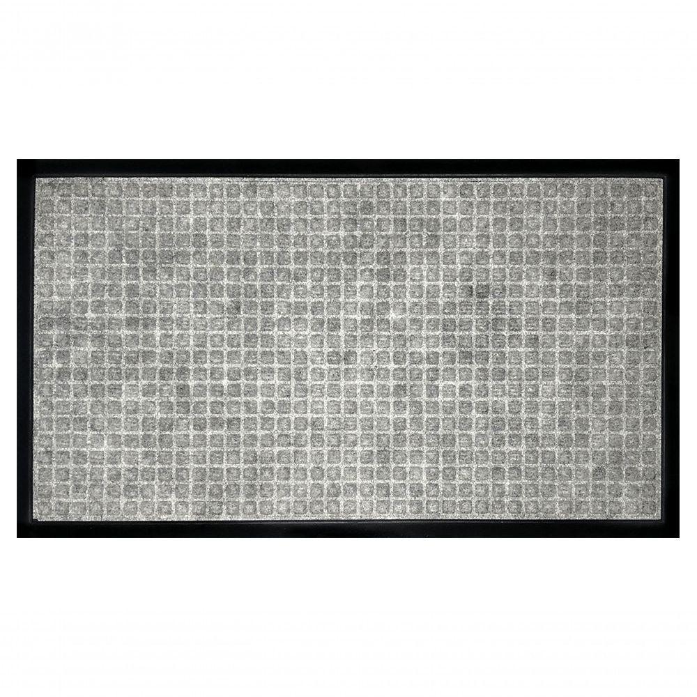 Capacho Fenice Texturas Pastilhas Cinza Grey 70x40cm - Uzoo Tapete Fenice Texturas 70x40cm Pastilhas Cinza Cf-mp08 Grey - 1