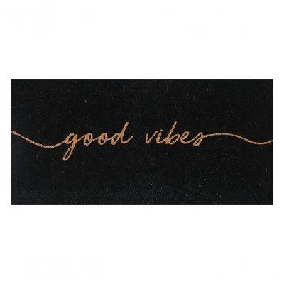 Capacho De Poa Fibra De Coco Slim Good Vibe 70x33cm - Uzoo Capacho Fibra De Coco Slim Rt 70x33cm Good Vibes Kls4