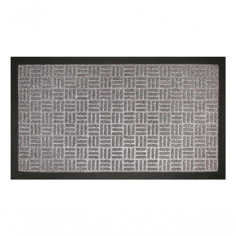 Capacho Textura Quadriculada Com Borda Fenice Cinza 69x39cm - Uzoo Tapete Fenice Liso 69x39cm Cinza - 1