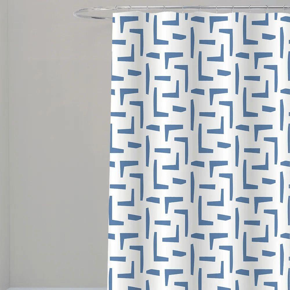 Coina Box Poliéster Geomatrico Azul 198x180cm - Uzoo Cortina Box Poliester 1.98x1.80m Geometrico Azul 829967 - 1