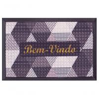 Capacho Fenice Estampado Triângulos Preto 59x39cm - Uzoo Tapete Fenice Estampado 59x39cm Triangulos Preto - 1