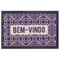 Capacho Fenice Estampado Padronagem Azul 59x39cm - Uzoo Tapete Fenice Estampado 59x39cm Padronagem Azul - 1