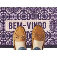 Capacho Fenice Estampado Padronagem Azul 59x39cm - Uzoo Tapete Fenice Estampado 59x39cm Padronagem Azul - 2