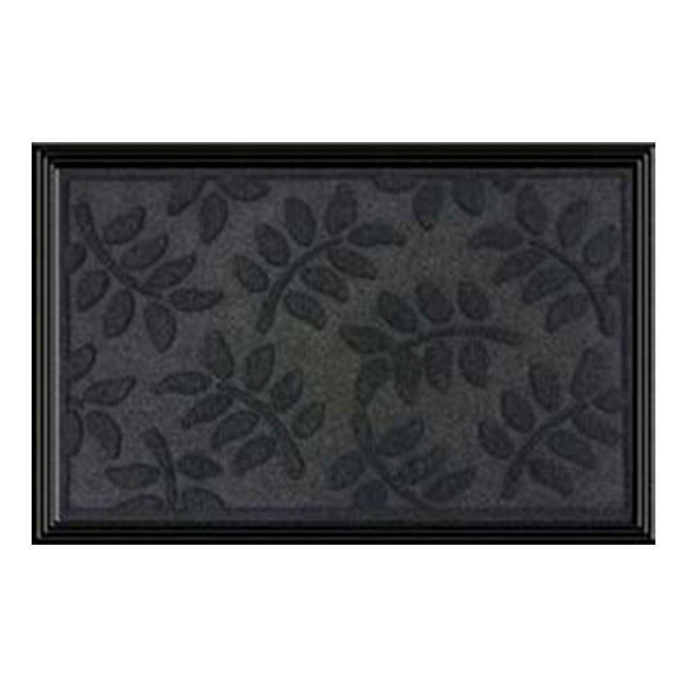 Capacho Com Borda Fenice Design Folhas 60x40cm - Uzoo Tapete Fenice Design 60x40cm Folhas - 1