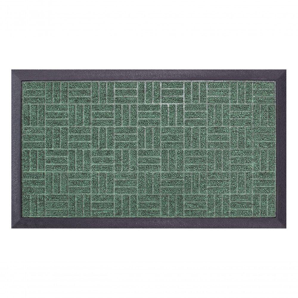 Capacho Textura Quadriculada Com Borda Fenice Verde 69x39cm - Uzoo Tapete Fenice Liso 69x39cm Verde - 1