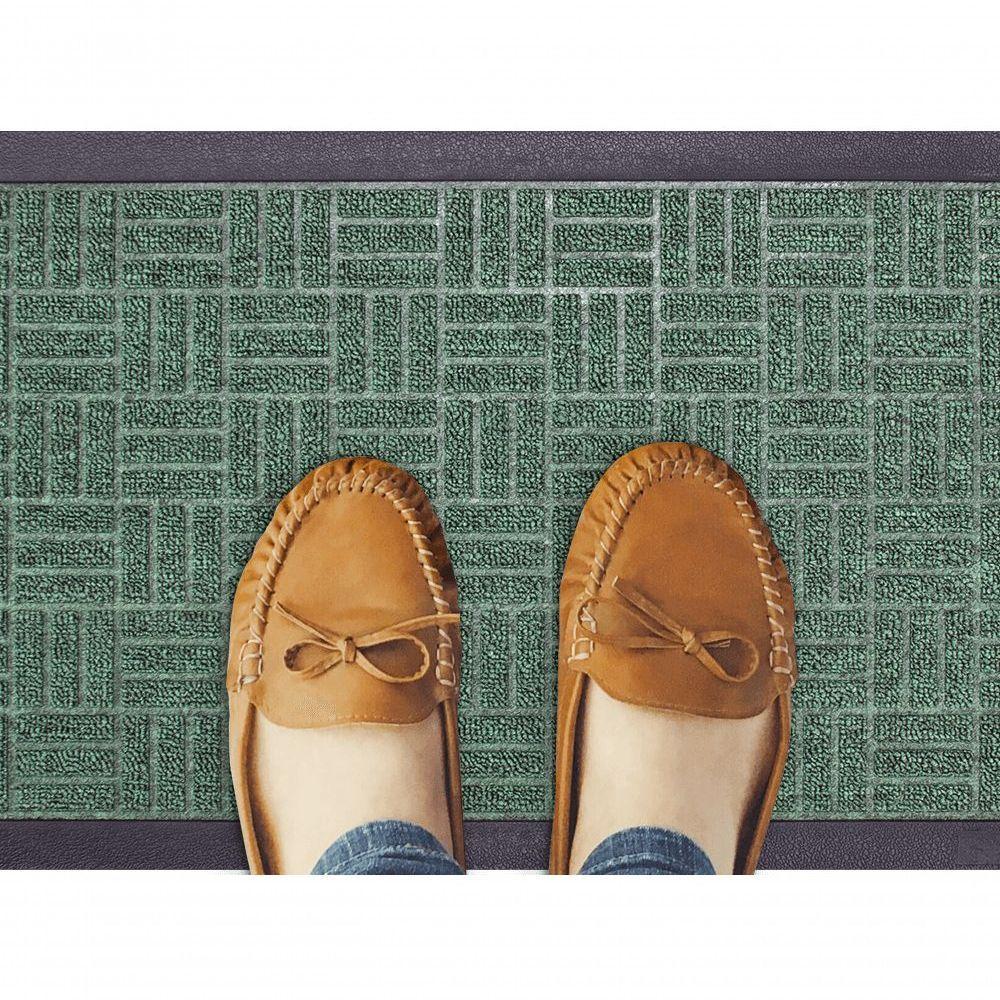 Capacho Textura Quadriculada Com Borda Fenice Verde 69x39cm - Uzoo Tapete Fenice Liso 69x39cm Verde - 2