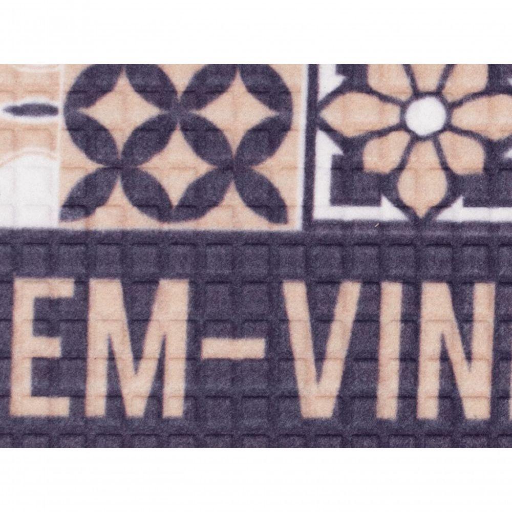 Capacho Com Borda Fenice Azulejo Pouguês 59x39cm - Uzoo Tapete Fenice Estampado 59x39cm Azulejo Portugues Bege - 3