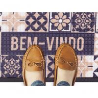 Capacho Com Borda Fenice Azulejo Pouguês 59x39cm - Uzoo Tapete Fenice Estampado 59x39cm Azulejo Portugues Bege - 2