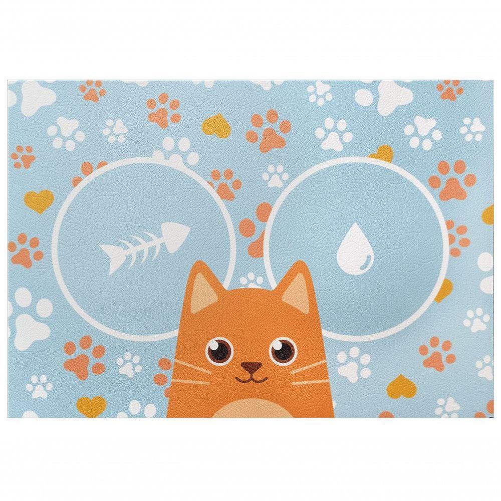 Tapete Pet Comedouro Pvc Gato Azul 35x50cm - Uzoo Tapete Pet Pvc 35x50cm Gato Azul Kptga03 - 1