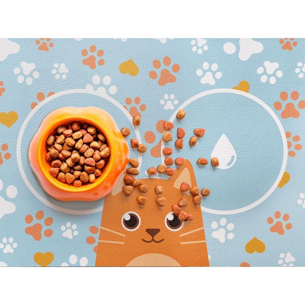 Tapete Pet Comedouro Pvc Gato Azul 35x50cm - Uzoo Tapete Pet Pvc 35x50cm Gato Azul Kptga03 - 2