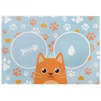 Tapete Pet Comedouro Pvc Gato Azul 35x50cm - Uzoo Tapete Pet Pvc 35x50cm Gato Azul Kptga03 - 1