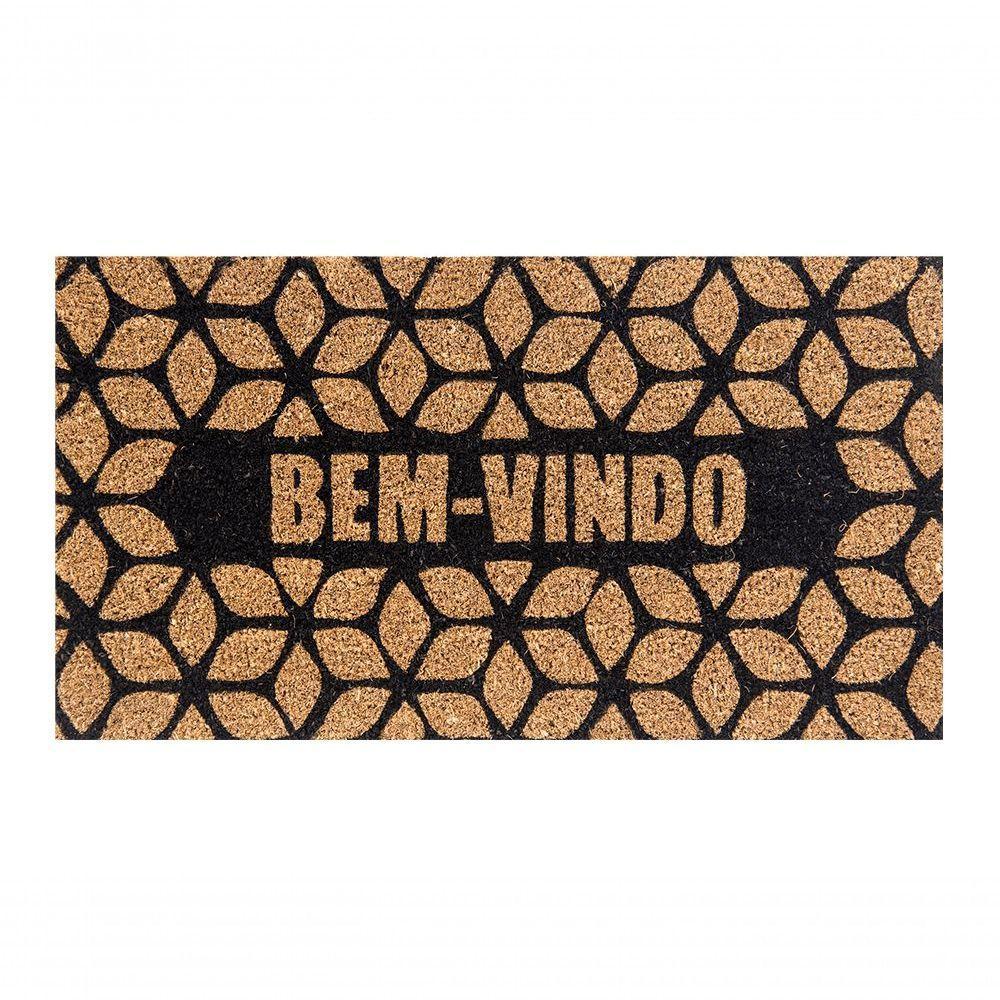 Capacho De Poa Fibra De Coco Geometrico Preto 60x33cm - Uzoo Capacho Fibra De Coco Rt 60x33cm Geometrico Preto - 1