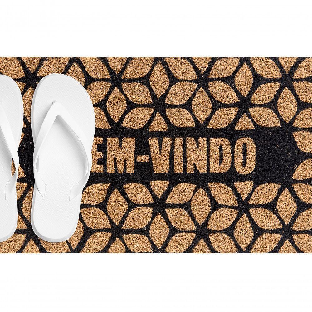 Capacho De Poa Fibra De Coco Geometrico Preto 60x33cm - Uzoo Capacho Fibra De Coco Rt 60x33cm Geometrico Preto - 2