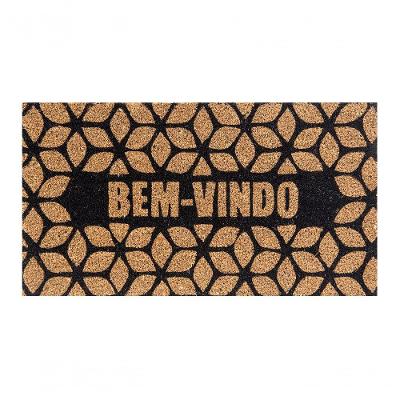 Capacho De Poa Fibra De Coco Geometrico Preto 60x33cm - Uzoo Capacho Fibra De Coco Rt 60x33cm Geometrico Preto