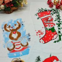 Kit 10 Unidades Pano De Prato Copa Kazzavip Sacaria 90% Algodão Natal 50cmx70cm Estampado Branco