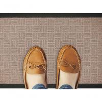 Capacho Textura Quadriculada Com Borda Fenice Bege 69x39cm - Uzoo Tapete Fenice Liso 69x39cm Bege - 2