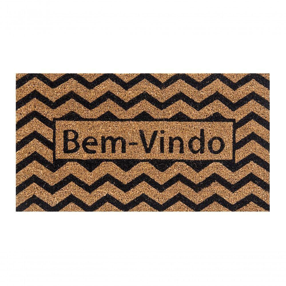 Capacho De Poa Fibra De Coco Zig Zag 60x33cm - Uzoo Capacho Fibra De Coco Rt 60x33cm Zigzag Preto - 1