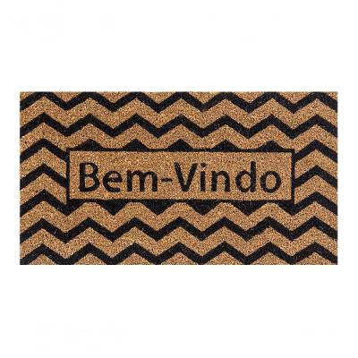 Capacho De Poa Fibra De Coco Zig Zag 60x33cm - Uzoo Capacho Fibra De Coco Rt 60x33cm Zigzag Preto