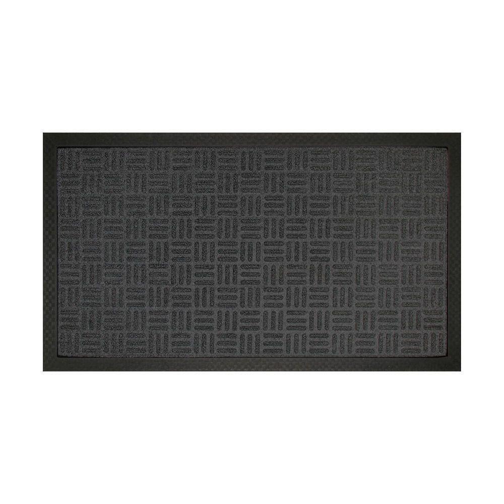 Capacho Textura Quadriculada Com Borda Fenice Preto 69x39cm - Uzoo Tapete Fenice Liso 69x39cm Preto - 1