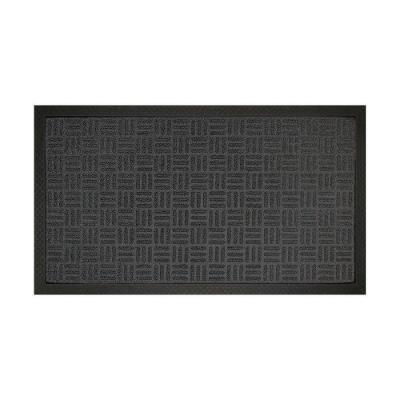 Capacho Textura Quadriculada Com Borda Fenice Preto 69x39cm - Uzoo Tapete Fenice Liso 69x39cm Preto