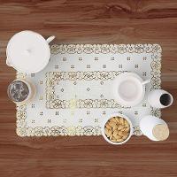 Jogo Americano Decorativo 45x30cm - Uzoo Servico Americano Decorativo 30x45cm Ouro Fl-1612 - 2