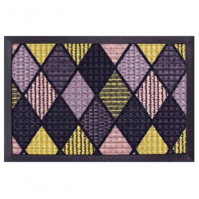 Capacho Fenice Estampado Patchwork Amarelo 59x39cm - Uzoo Tapete Fenice Estampado 59x39cm Patchwork Amarelo