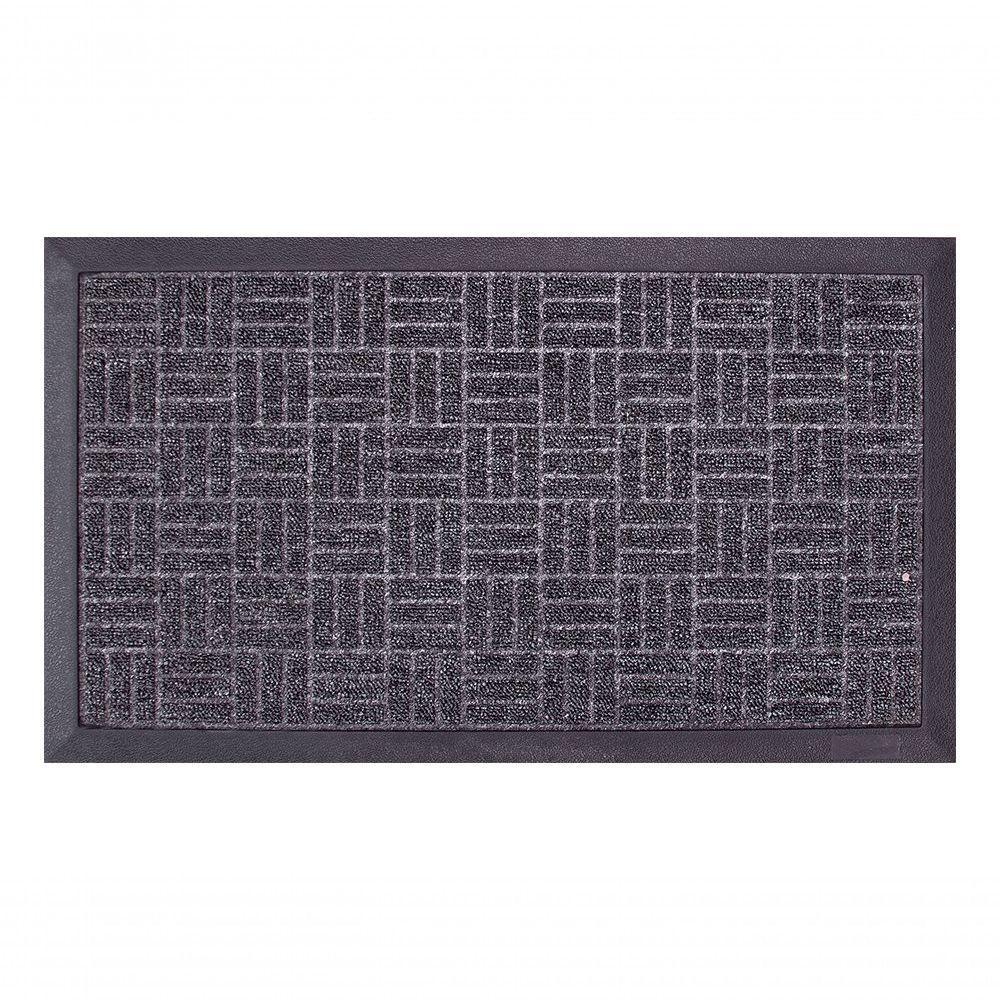 Capacho Com Borda Fenice Liso Cinza Escuro 89x59cm - Uzoo Tapete Fenice Liso 89x59cm Cinza Escuro Mescla - 1