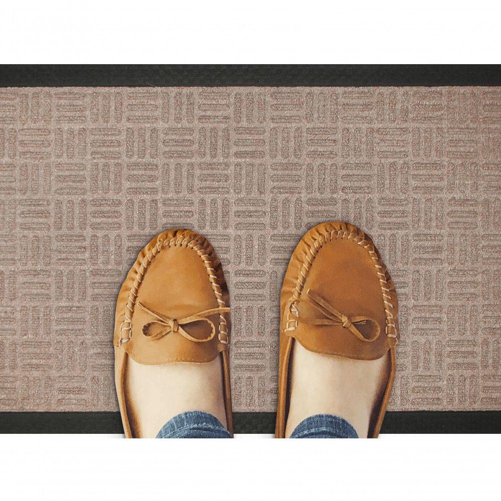 Capacho Com Borda Fenice Liso Bege 89x59cm - Uzoo Tapete Fenice Liso 89x59cm Bege - 2