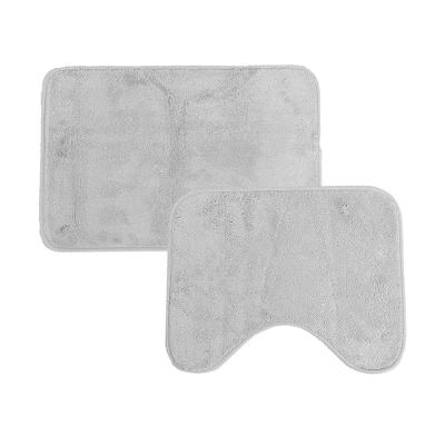 Jogo De Tapetes 2 Pçs Comfort Cinza 58x38 - 50x40cm - Uzoo Jogo 2 Tapetes Microfibra Comfort 58x38-50x40cm Cinza