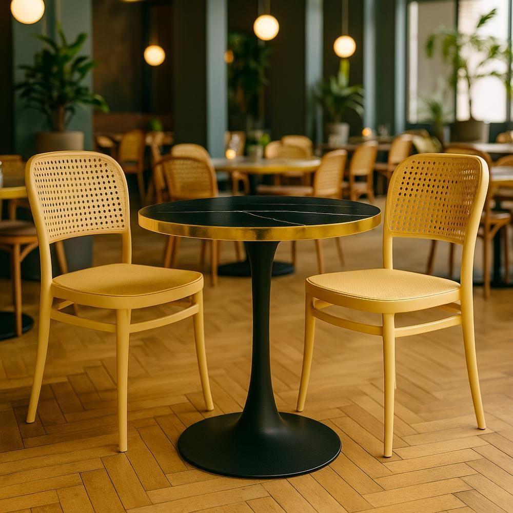 Conjunto Mesa De Jantar Redonda Majestic 70cm Preta Com 2 Cadeiras Roma - Nude - 2