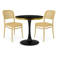 Conjunto Mesa De Jantar Redonda Majestic 70cm Preta Com 2 Cadeiras Roma - Nude - 1
