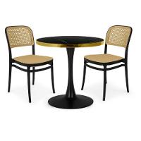 Conjunto Mesa De Jantar Redonda Majestic 70cm Preta Com 2 Cadeiras Roma - Preto - 1